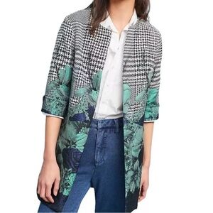 Anthropologie Eva Franco Houndstooth Floral Artsy Art‎ to Wear Jacket